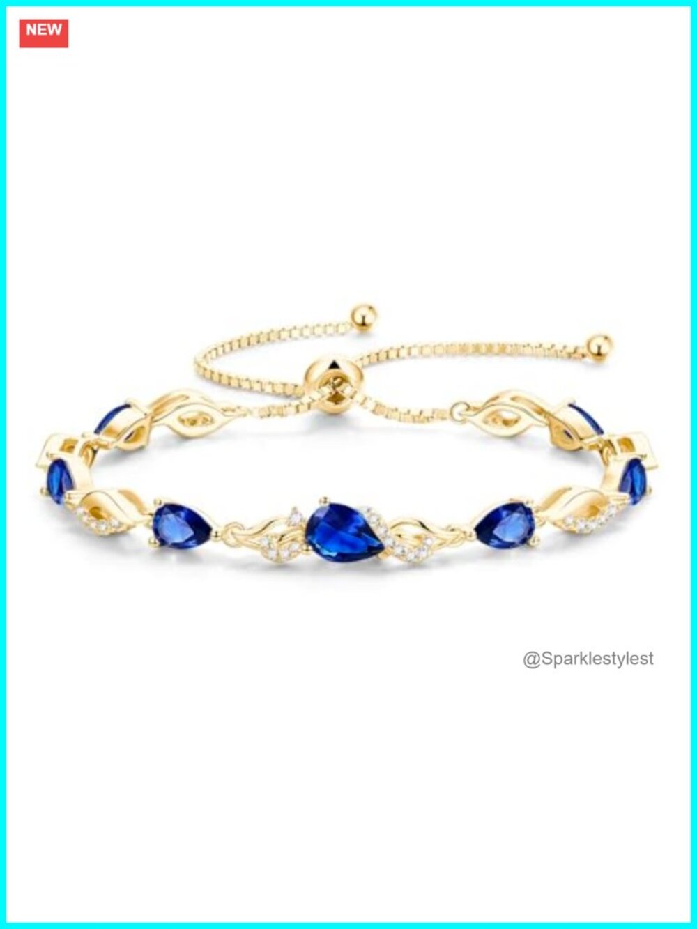 925 Sterling Silver 14K Gold Plated Adjustable Tennis Bracelet